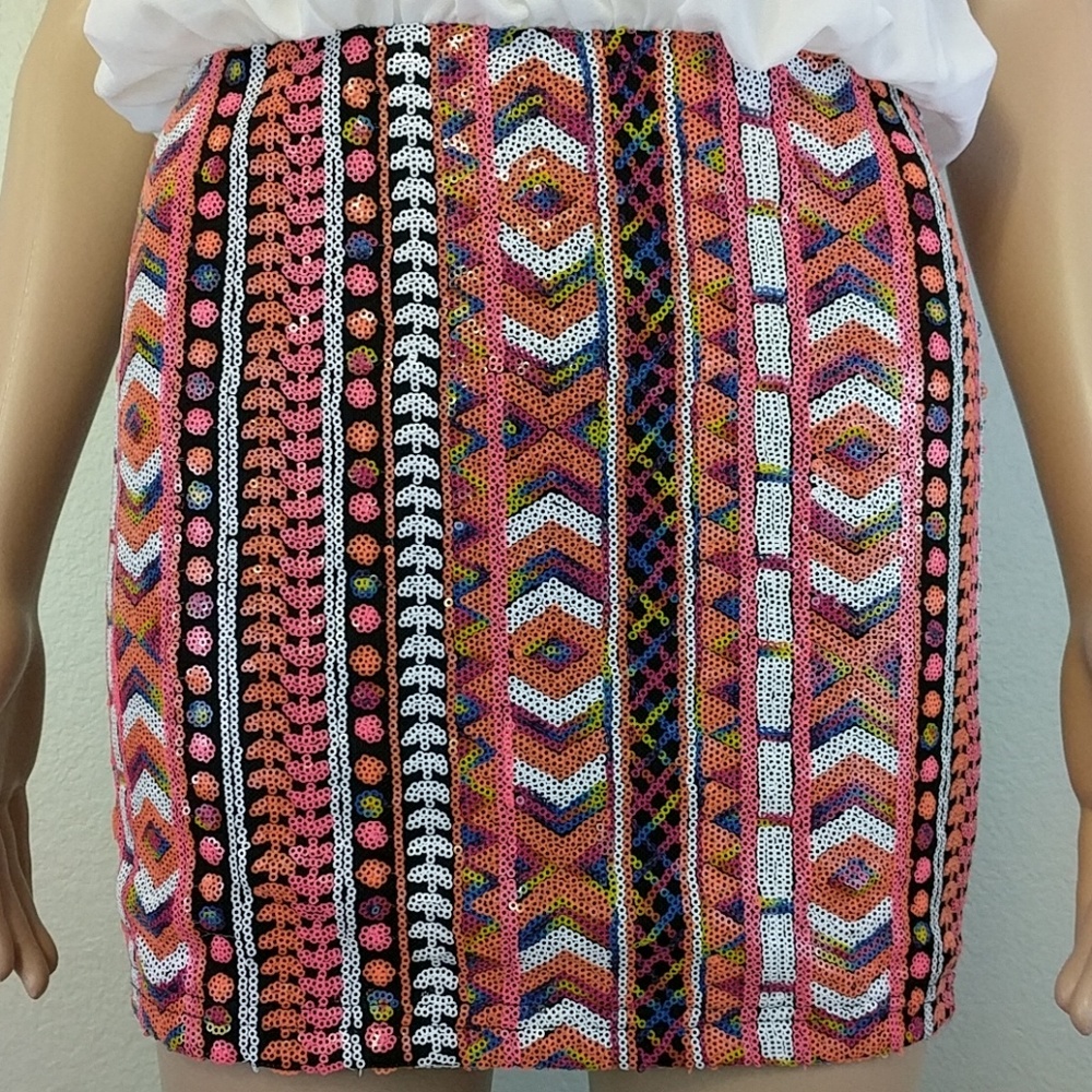 [B Sharp] Draped Front Embellished Graphic Skirt - image 3